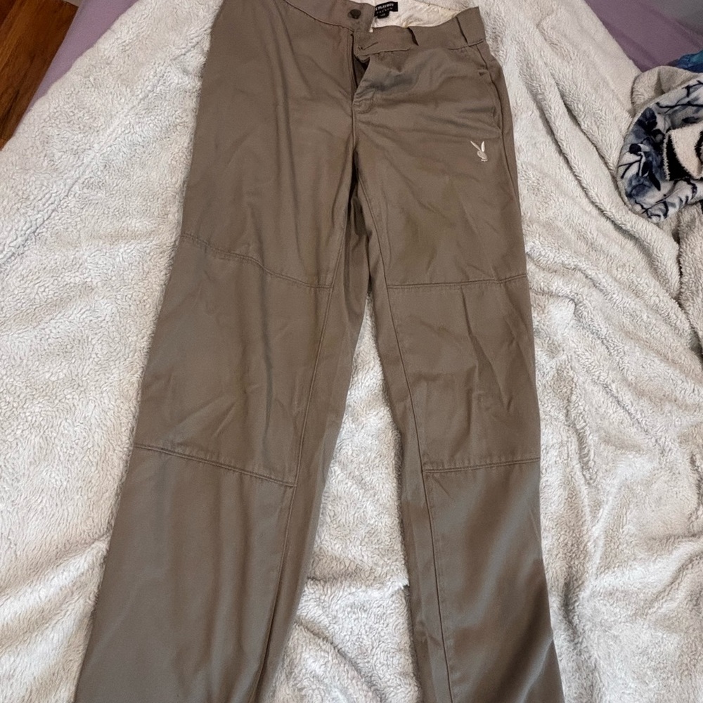 Tilly's Playboy Cute Khaki / Beige Straight Leg Pants